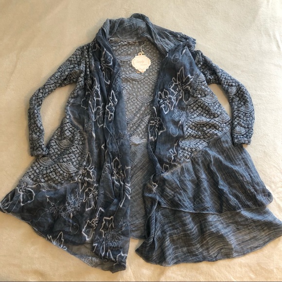 Simply Couture Sweaters - Simply Couture blue overlay NWT long Cardigan XL
